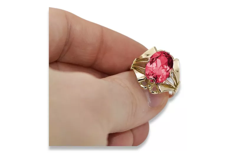 Ring Vintage Schmuck Rubinrot 14 Karat Gelbgold vrc015y